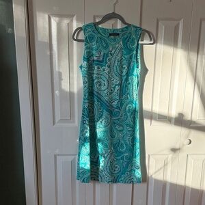 Tommy Hilfiger Teal Paisley Sleeveless Sheath Dress